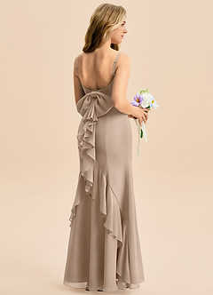 Azazie Lioren Junior Meerjungfrau-Linie Schleifen Chiffon Kleid Taupe image1