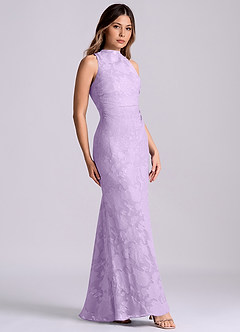 Azazie Evadne Final Sale Lilac Sheath Pleated Floral Burnout Dress image3