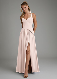 Azazie Michelle Kleider zum Anprobieren zu Hause A-Linie Korsett Chiffon Kleid Zartrosa image1