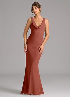 Azazie Rylina Bridesmaid Dresses Auburn Mermaid Pleated Chiffon Dress image1