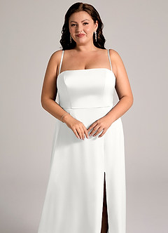 Azazie Wren Bridesmaid Dresses White A-Line Strapless Stretch Satin Convertible Dress image11