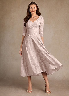 Azazie Durant Abiti per la Madre della Sposa Abito A-Line in Burnout Floreale Plissettato Rosa Rossore image2