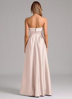 Azazie Lucienne Robes de demoiselle d'honneur Robe Trapèze Convertible en Satin extensible Sans bretelle Rose Pâle image7