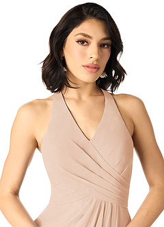 Azazie Danica Bridesmaid Dresses English Rose A-Line Pleated Chiffon Dress image4