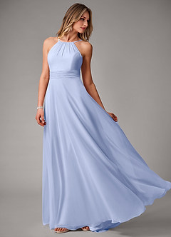 Azazie Amalia Bridesmaid Dresses Ice A-Line Pleated Chiffon Dress image3