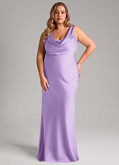 Azazie Rylina Bridesmaid Dresses Lilac Mermaid Stretch Satin Dress image7