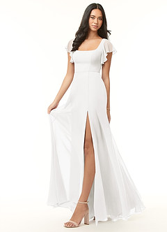 Azazie Bondi Bridesmaid Dresses Ivory A-Line Ruffled Chiffon Dress image6