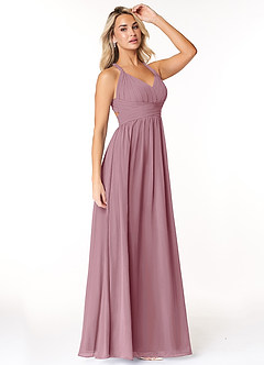 Azazie Ashia Bridesmaid Dresses Vintage Mauve A-Line Pleated Chiffon Dress image4