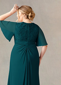 Azazie Carson Kleider für die Brautmutter A-Linie V-Hals Spitze Chiffon Kleid Kiefer image16