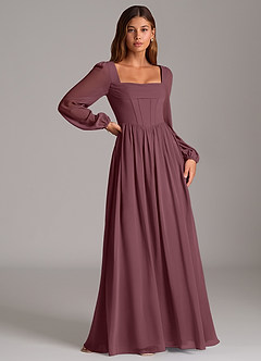 Azazie Maree Bridesmaid Dresses Sangria A-Line Corset Chiffon Dress image3