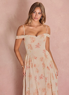 Candace Peach Off The Shoulder Maxi Dress image3