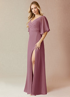 Azazie Cierra Final Sale Vintage Mauve A-Line V-Neck Chiffon Dress image3