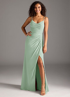 Azazie Deandra Bridesmaid Dresses Agave Mermaid Pleated Chiffon Dress image1