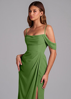 Azazie Johana Jurken voor bruidsmeisjes Converteerbaar Jurk van Chiffon met Zeemeermin Off the Shoulder Basilicum image5