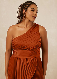 Christian Siriano Bridal for Azazie 1008 Bridesmaid Dresses Burnt Orange A-Line One Shoulder Stretch Satin Dress image12
