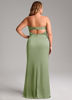 Azazie Leonis Bridesmaid Dresses Dusty Sage Mermaid Pleated Stretch Satin Convertible Dress image9