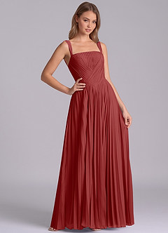 Azazie Mina Jurken voor bruidsmeisjes Jurk van Chiffon met A-Lijn Geplooid Roest image6