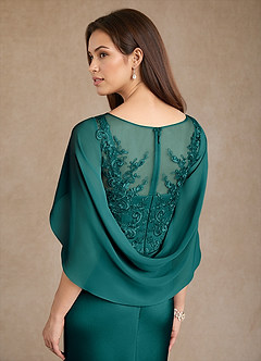 Azazie Hera Mother of the Bride Dresses Peacock A-Line Lace Stretch Satin Dress image6