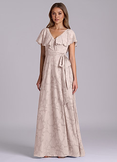 Azazie Lainey Jurken voor bruidsmeisjes Jurk van Bloemen Burn-out met A-Lijn met Zakken Blozend Roze image4