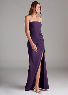 Azazie Leonis Bridesmaid Dresses Plum Sheath Strapless Stretch Crepe Convertible Dress image6