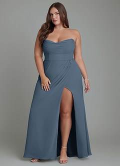 Azazie Johana Abiti da Damigella Abito Convertibile Sirena in Chiffon Spalle Scoperte Blu Nettuno image16