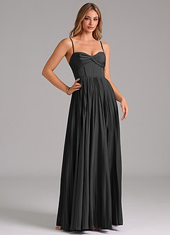 Azazie Akiko Brautjungfernkleider A-Linie Herzausschnitt Stretch-Satin Kleid Schwarz image3