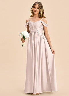 Azazie Rayne Junior A-Linie Herzausschnitt Stretch-Satin Kleid Zartrosa image1