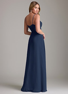 Azazie Terese Vestidos de damas de honor Vestido de Azul Marino Oscuro de Gasa de Corte en A con Plisado image2