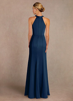 Azazie Tyra Mother of the Bride Dresses Dark Navy Mermaid Lace Stretch Satin Dress image3
