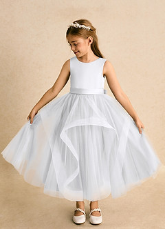 Azazie Vana Robe Demoiselle D'honneur Fillette Robe Princesse en Tulle Arc Blanc image7
