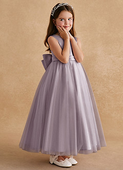 Azazie Cookie Flower Girl Dresses Dusk A-Line Bow Tulle Dress image3