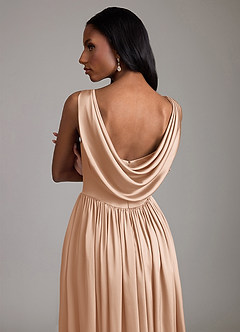 Azazie Novi Bridesmaid Dresses English Rose A-Line with Pockets Stretch Satin Dress image4
