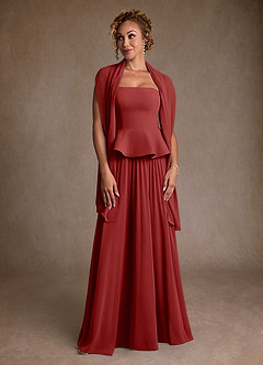 Azazie Josabeth Mother of the Bride Dresses Rust A-Line Pleated Chiffon Dress image4