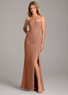 Azazie Chantel Jurken voor bruidsmeisjes Converteerbaar Jurk van Chiffon met Kolom Strapless Bronzeertint image3