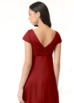 Azazie Allessia Maternity Bridesmaid Dresses A-Line Pleated Stretch Satin Floor-Length Dress image7