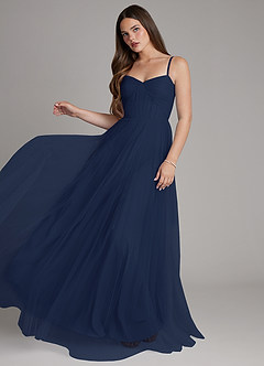 Azazie Teagan Bridesmaid Dresses Dark Navy A-Line Sweetheart Neckline Tulle Dress image3