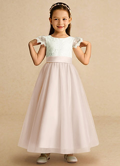 Azazie Pookie Flower Girl Dresses Rose Petal A-Line Lace Tulle Dress image3