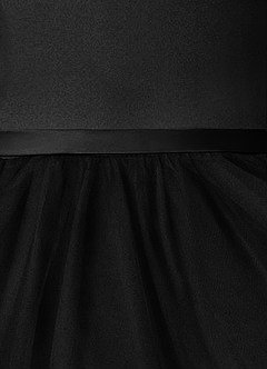Azazie Marybell Flower Girl Dresses Black A-Line Bow Tulle Dress image4