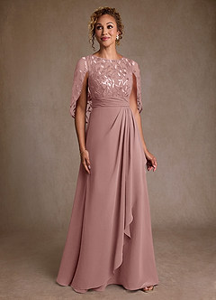 Azazie Beckley vestidos de madre de la novia Vestido de Rosa Polvorienta de Gasa de Corte en A con Encaje image1