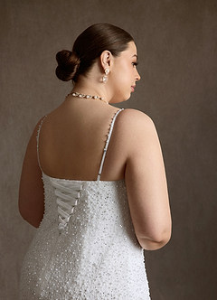 Azazie Zinca Wedding Dresses Diamond White Sheath Sweetheart Neckline Beading Dress image10