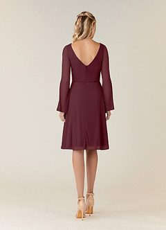 Azazie Teraso Mother of the Bride Dresses Cabernet A-Line Pleated Mesh Dress image2