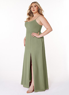 Azazie Moira Bridesmaid Dresses Pistachio A-Line Scoop Chiffon Dress image10