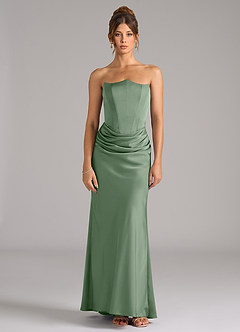 Azazie Debby Vestidos de damas de honor Vestido de Matcha de Satén Elástico de Corte Sirena Convertible con Sin tirantes image5