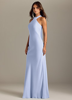 Azazie Doretta Vestidos de damas de honor Vestido de Lavanda de Gasa de Corte Sirena con Plisado image4