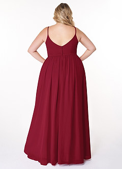 Azazie Rayna Bridesmaid Dresses Burgundy A-Line V-Neck Pleated Chiffon Dress image8