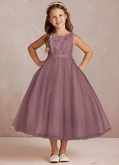 Azazie Calla Flower Girl Dresses Vintage Mauve Ball-Gown Lace Tulle Dress image2