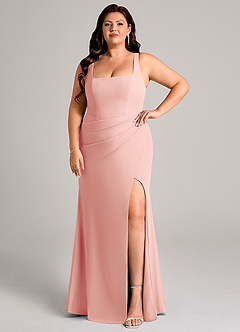 Azazie Mero Bridesmaid Dresses Rosette Sheath Pleated Chiffon Dress image9