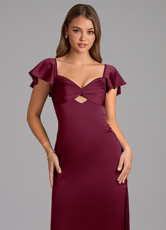 Azazie Demia Bridesmaid Dresses Mulberry Sheath Sweetheart Neckline Stretch Satin Dress image7