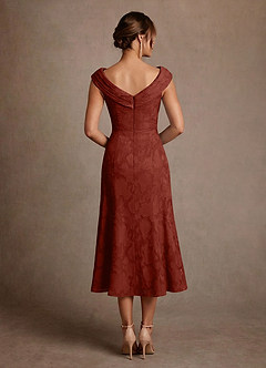 Azazie Keith Moeder van de bruid jurken Kolom Jurk van Bloemen Burn-out Geplooid Terracotta image2