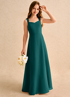 Azazie Makani Girls Formal Flower Girl Dresses Peacock A-Line Sweetheart Neckline Chiffon Dress image4
